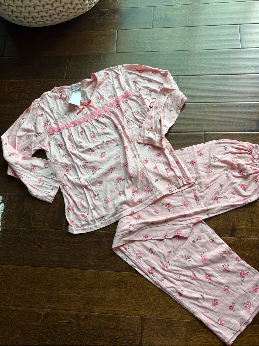 Cherokee Pink Floral Girls Two-Piece Pajama Set